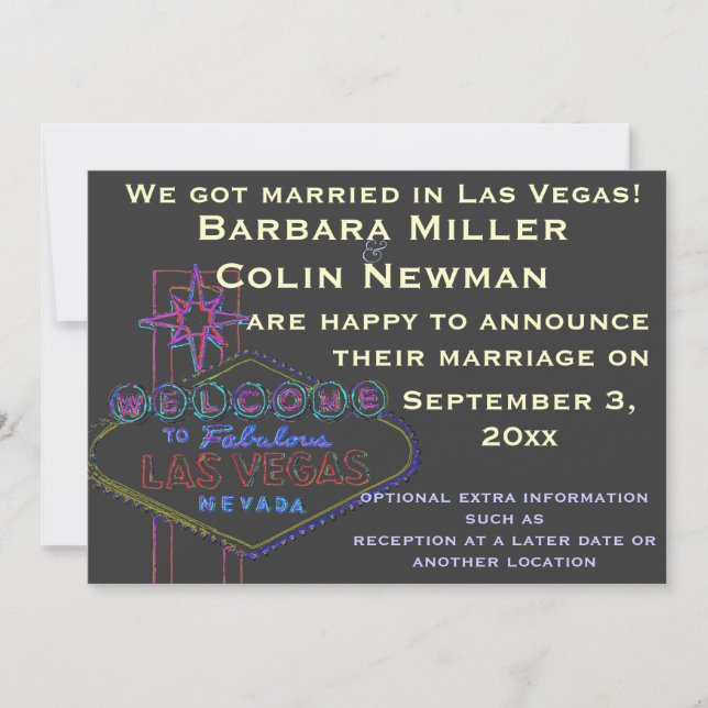 Announcing Our Wedding in Las Vegas Invitation (Front)