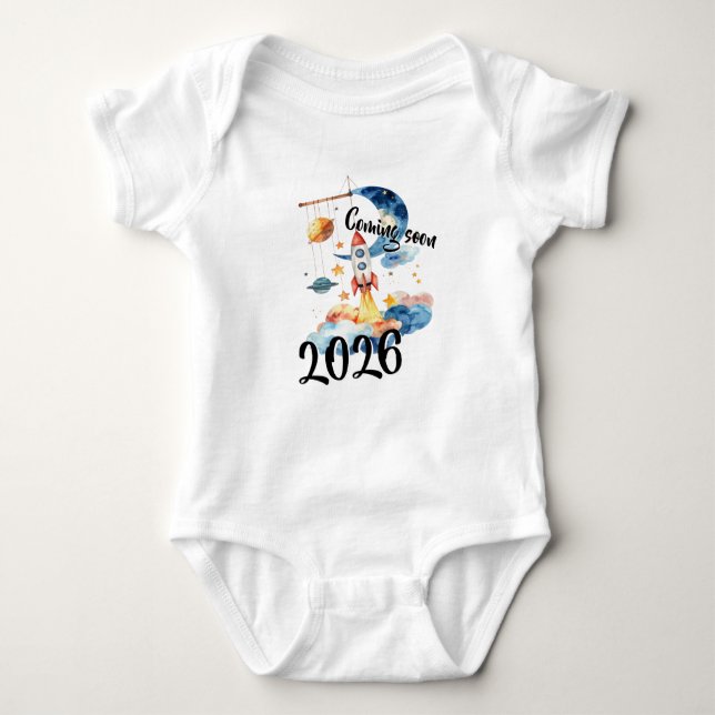 Announcing pregnancy 2026 Rocket Space  Baby Bodysuit (Front)