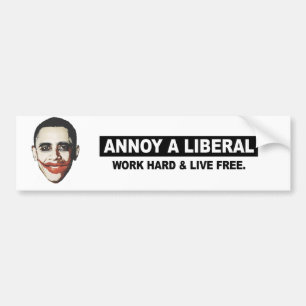ANNOY A LIBERAL. WORK HARD AND LIVE FREE BUMPER STICKER