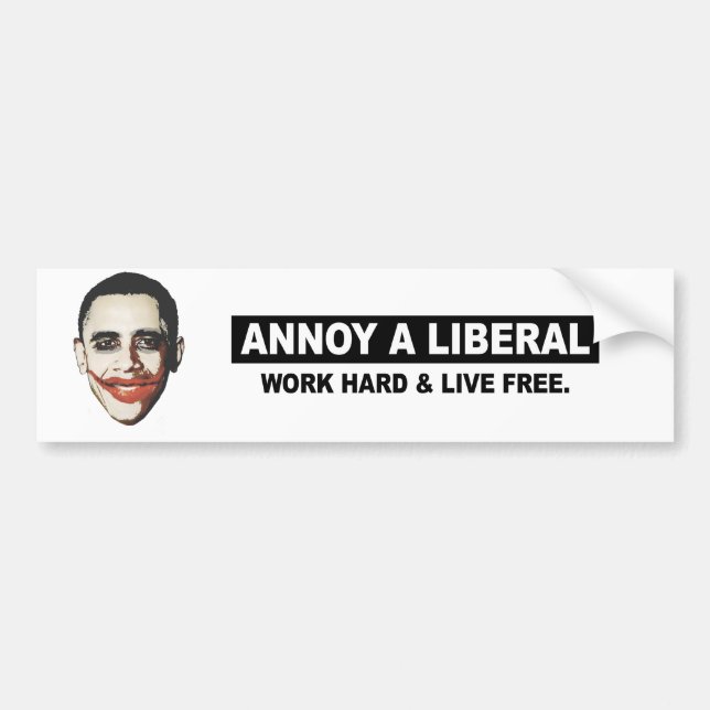 ANNOY A LIBERAL. WORK HARD AND LIVE FREE BUMPER STICKER (Front)