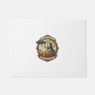 Annoyed Jesus Dark Rain Cloud Lightning Weather Hu Doormat