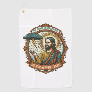 Annoyed Jesus Dark Rain Cloud Lightning Weather Hu Golf Towel