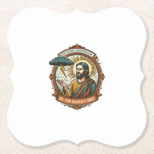 Annoyed Jesus Dark Rain Cloud Lightning Weather Hu Paper Coaster