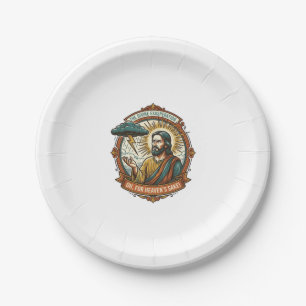 Annoyed Jesus Dark Rain Cloud Lightning Weather Hu Paper Plate