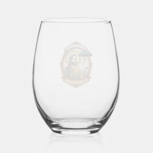 Annoyed Jesus Dark Rain Cloud Lightning Weather Hu Stemless Wine Glass