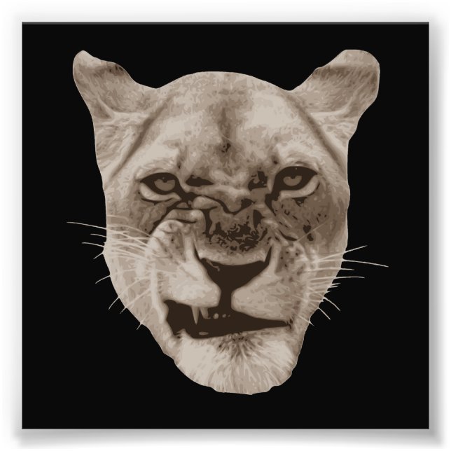 Annoyed Snarling Lion Cat Photo Print (Front)