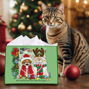 Annual Cat Christmas Photo Large Gift Bag