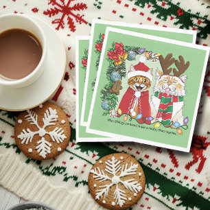 Annual Cat Christmas Photo Napkin