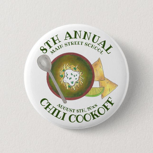 Annual Chilli Cookoff Cook Off Bowl of Green Chill 6 Cm Round Badge (Front)