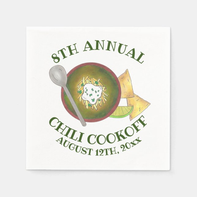 Annual Chilli Cookoff Cook Off Bowl of Green Chill Napkin (Front)