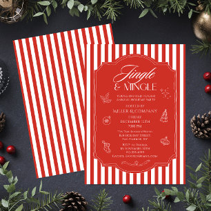 Annual Corporate Christmas Party Red White Stripes Invitation