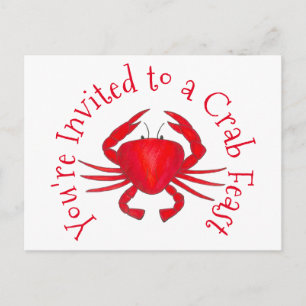 Annual Crab Feast Red Maryland Picnic Invitation Postcard