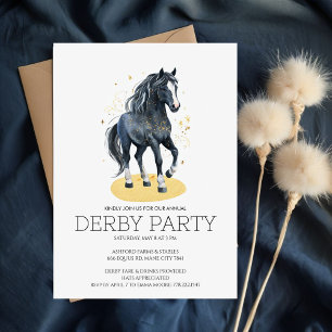 Annual Derby Party Invitation with Black Horse and