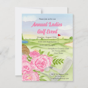 Annual Golf Outing Party Peonies On Golf Course Postcard