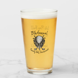 Annual Golf Tournament Pen-and-Ink Ball Tee Clubs Glass