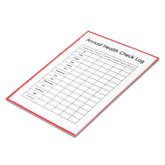 Annual Health Check Log Notepad