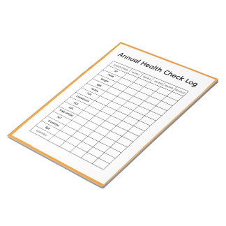 Annual Health Check Log Notepad