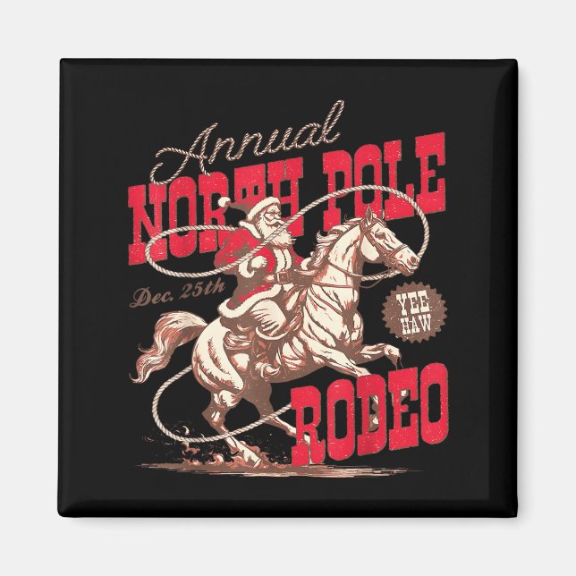 Annual North Le Rodeo Cowboy Santa Howdy Christmas Magnet (Front)