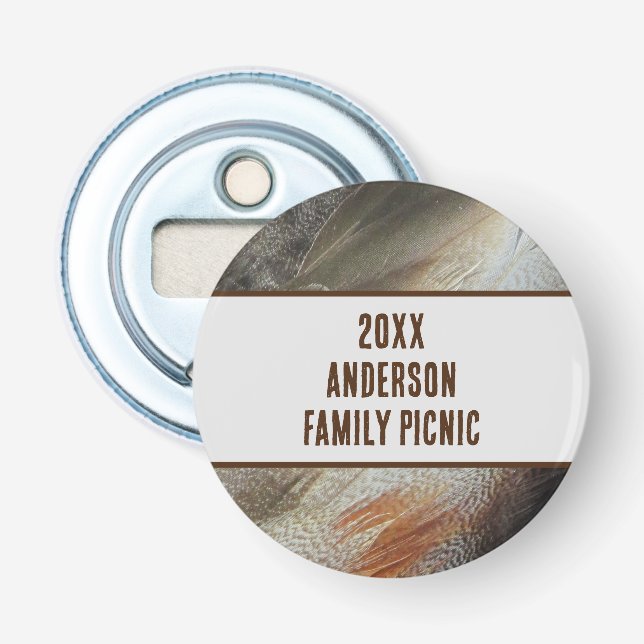 Annual Picnic Nature Feather Family Reunion Bottle Opener (Front)