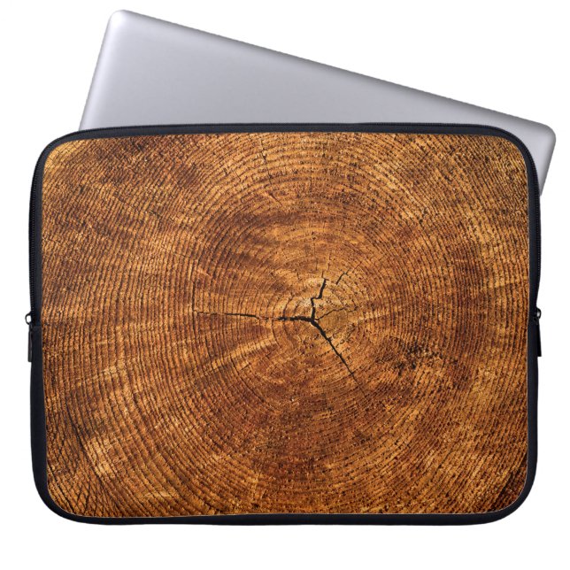 Annual rings tree texture structure laptop sleeve (Front)