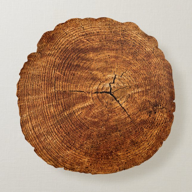 Annual rings tree wood texture round cushion (Front)