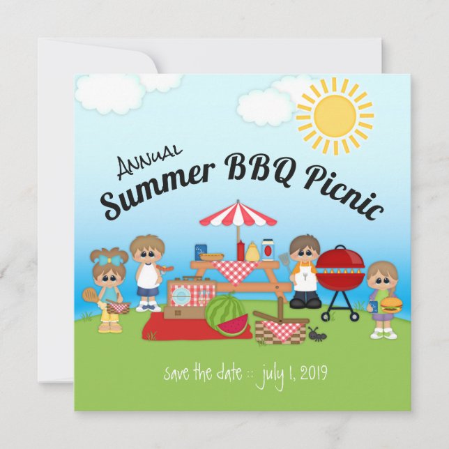 Annual Summer BBQ Picnic Party Invitation (Front)