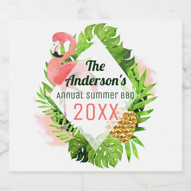 Annual Summer BBQ Tropical Beer Bottle Label (Single Label)
