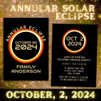 Annular Solar Eclipse October 2 2024 Family Party Invitation