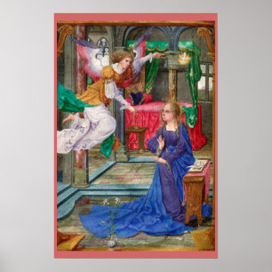 Annunciation Angel and Mary mediaeval religious ar Poster