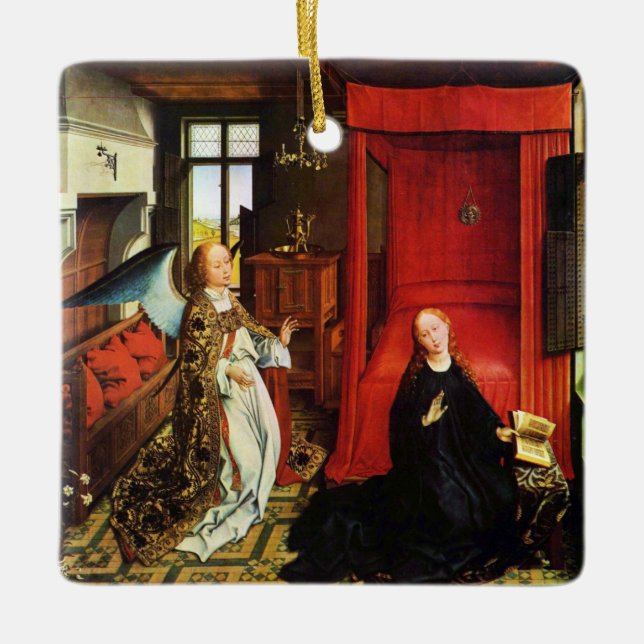 ANNUNCIATION ANGEL Archangel Gabriel and Virgin Ceramic Tree Decoration (Front)