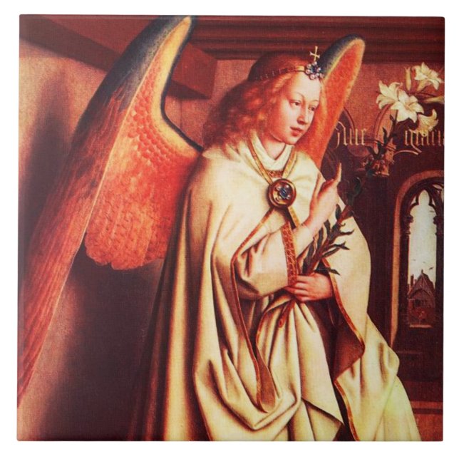 ANNUNCIATION ANGEL Archangel Gabriel,Jan Van Eyck Tile (Front)