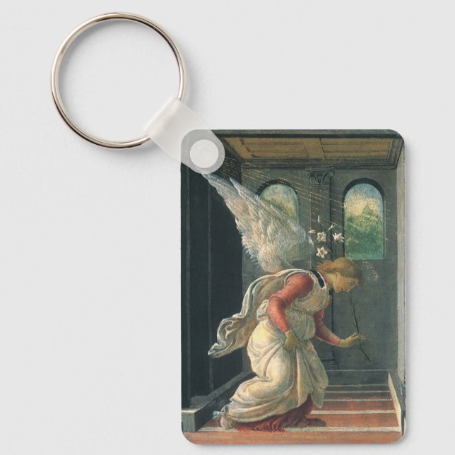 Annunciation (angel detail) by Sandro Botticelli Key Ring (Front)