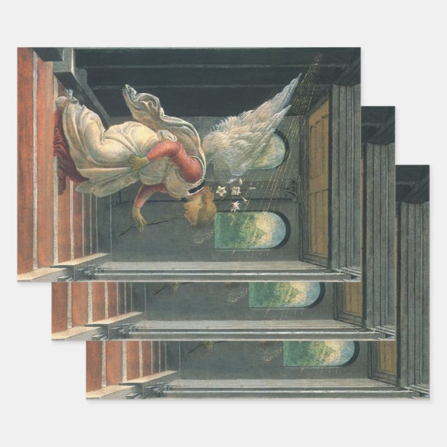 Annunciation (angel detail) by Sandro Botticelli Wrapping Paper Sheet (Set)