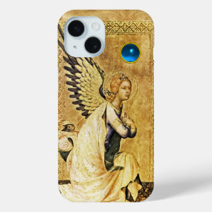ANNUNCIATION ANGEL IN GOLD AND BLUE,Parchment iPhone 15 Case