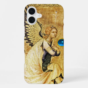 ANNUNCIATION ANGEL IN GOLD AND BLUE,Parchment iPhone 16 Plus Case