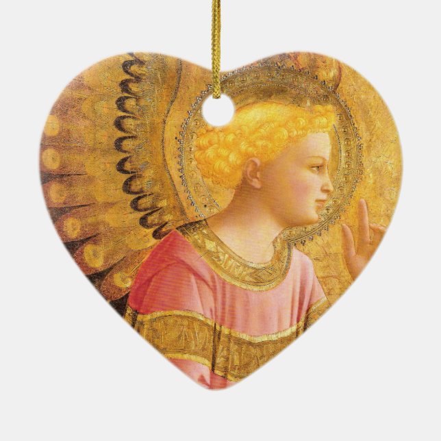 ANNUNCIATION ANGEL IN GOLD PINK Christmas Ceramic Tree Decoration (Back)