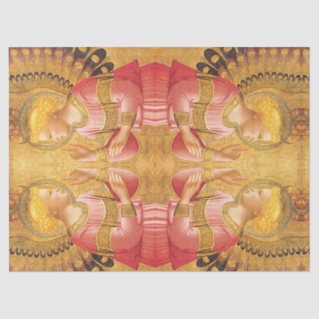 ANNUNCIATION ANGEL IN GOLD PINK Christmas Greeting Tissue Paper (Front)