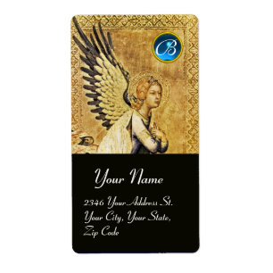 ANNUNCIATION ANGEL MONOGRAM ,Blue Sapphire,Black
