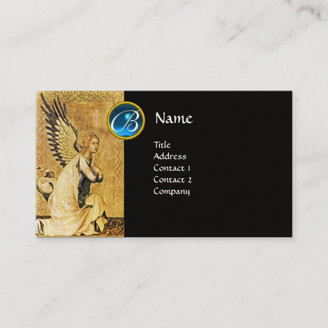 ANNUNCIATION ANGEL MONOGRAM, Blue Sapphire Business Card (Front)