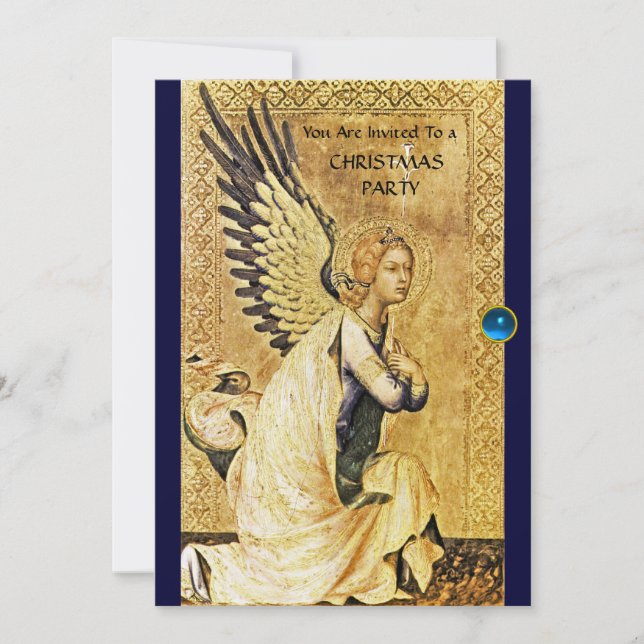 ANNUNCIATION ANGEL MONOGRAM ,Blue Sapphire ,Gold Invitation (Front)