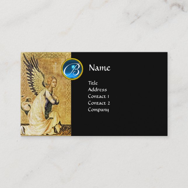 ANNUNCIATION ANGEL MONOGRAM, Blue Sapphire silver Business Card (Front)