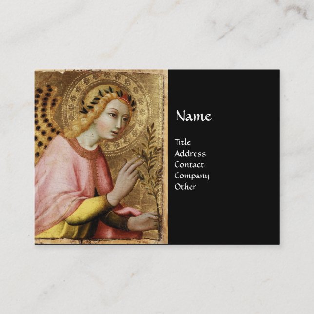 ANNUNCIATION ANGEL MONOGRAM, Red Ruby Business Card (Front)
