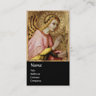 ANNUNCIATION ANGEL MONOGRAM, Red Ruby Gold Metal Business Card