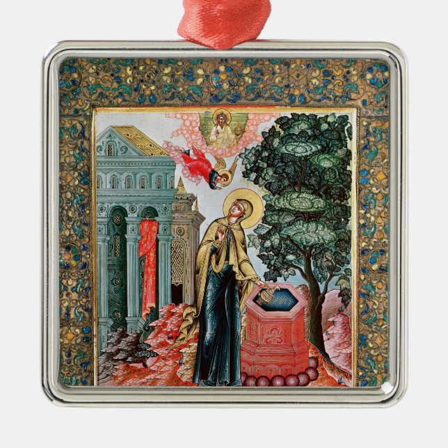 Annunciation at the Fountain Metal Tree Decoration (Front)