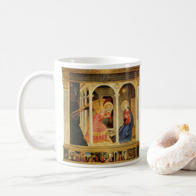 Annunciation by Fra Angelico, Renaissance Fine Art Coffee Mug (With Donut)
