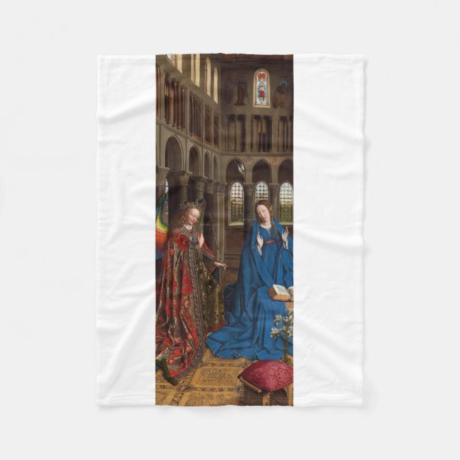 Annunciation by Jan van Eyck Fleece Blanket (Front)