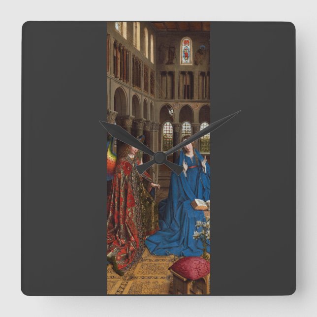 Annunciation by Jan van Eyck Square Wall Clock (Front)