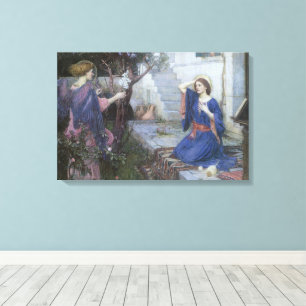 Annunciation by JW Waterhouse, Victorian Fine Art Canvas Print