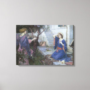 Annunciation by JW Waterhouse, Victorian Fine Art Canvas Print