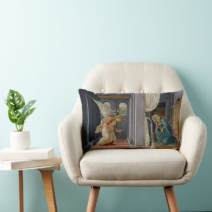 Annunciation by Sandro Botticelli Lumbar Cushion
